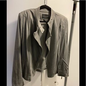 Adrienne Vittadini faux suede, grey, moto jacket XL